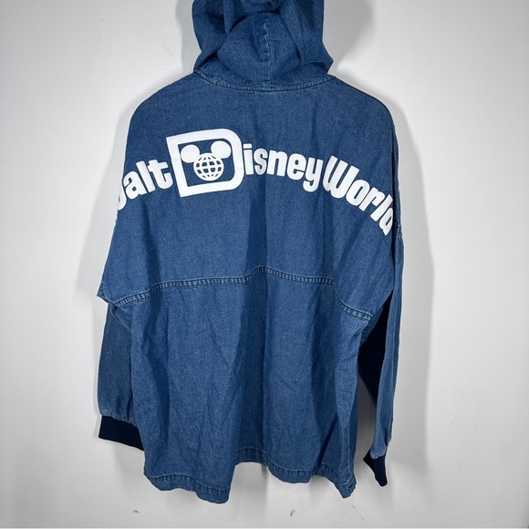 Disney Tops - Walt Disney World Denim Spirit Jersey Pullover Size Large Blue Hooded Pocket